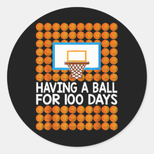 100 Days Of School Basketball 100th Day Balls Gift Classic Round Sticker