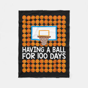 100 Days Of School Basketball 100th Day Balls Gift Fleece Blanket