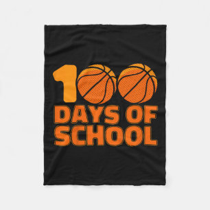 100 Days Of School Basketball 100th Day Of School  Fleece Blanket