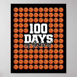 100 Days Of School Basketball 100th Day School Tea Poster