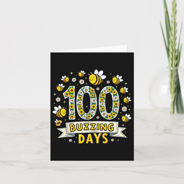 100 Days Of School Bees 100 Buzzing Days 1  Card (Front)