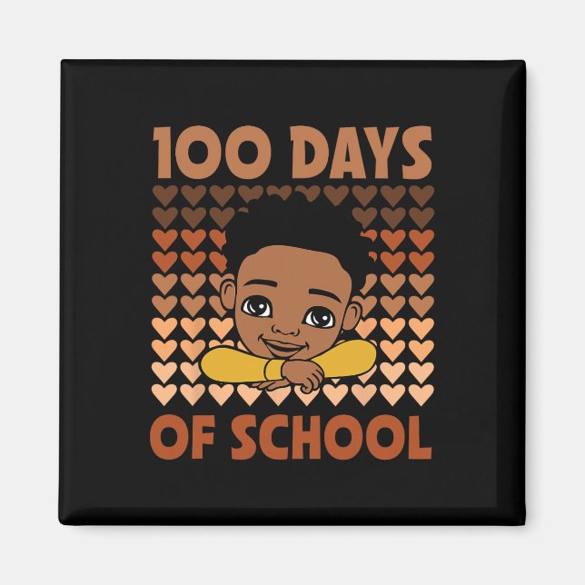 100 Days Of School Black Afro Boys Black History M Magnet (Front)