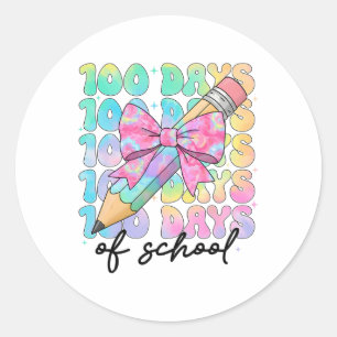 100 Days Of School Bows Girls 100th Day Of School Classic Round Sticker
