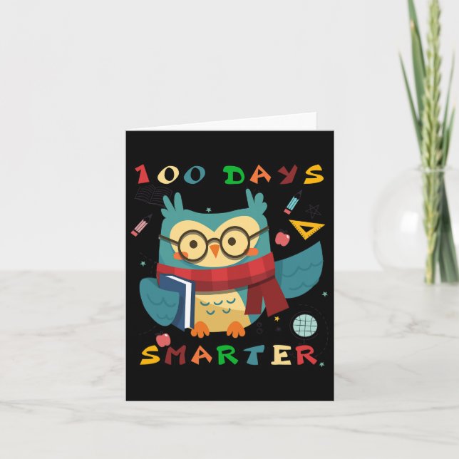 100 Days Of School Boy Girl Gift Smarter Owl Lover Card (Front)