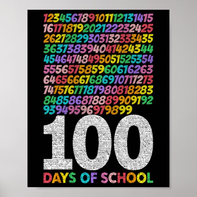 100 Days Of School Boys Girls Kids Math Teacher Ki Poster (Front)