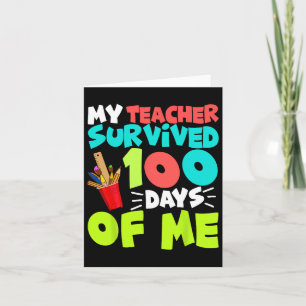 100 Days Of School Boys Girls Kids Teacher Gift Fu Card