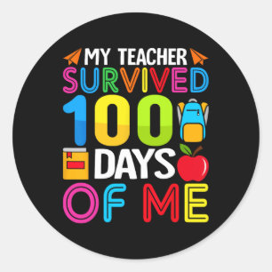100 Days Of School Boys Girls Kids Teacher Gift Fu Classic Round Sticker
