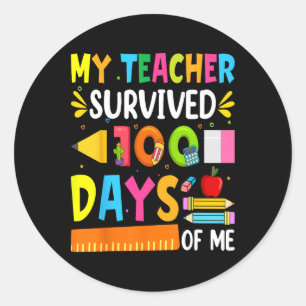 100 Days Of School Boys Girls Kids Teacher Gift Fu Classic Round Sticker