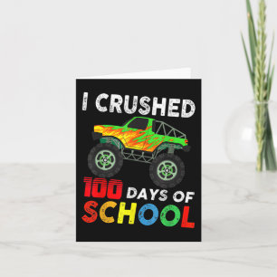 100 Days Of School Boys Monster Trucks Card