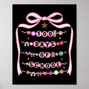 100 Days Of School Bracelets Coquette Bow Teacher Poster