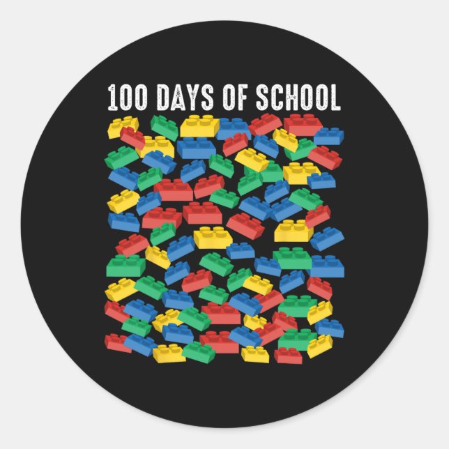 100 Days Of School Building Blocks Master Builder  Classic Round Sticker (Front)