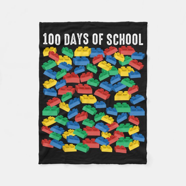 100 Days Of School Building Blocks Master Builder  Fleece Blanket (Front)