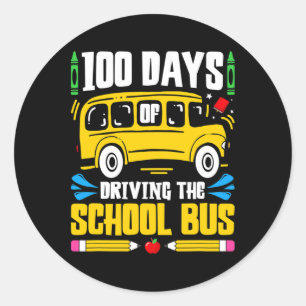 100 Days Of School Bus Driving Classic Round Sticker