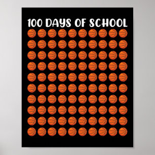 100 Days Of School Bysketbyll 100th Vintage Teache Poster