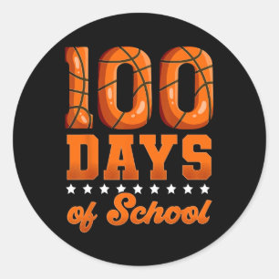 100 Days Of School Bysketbyll Classic Round Sticker