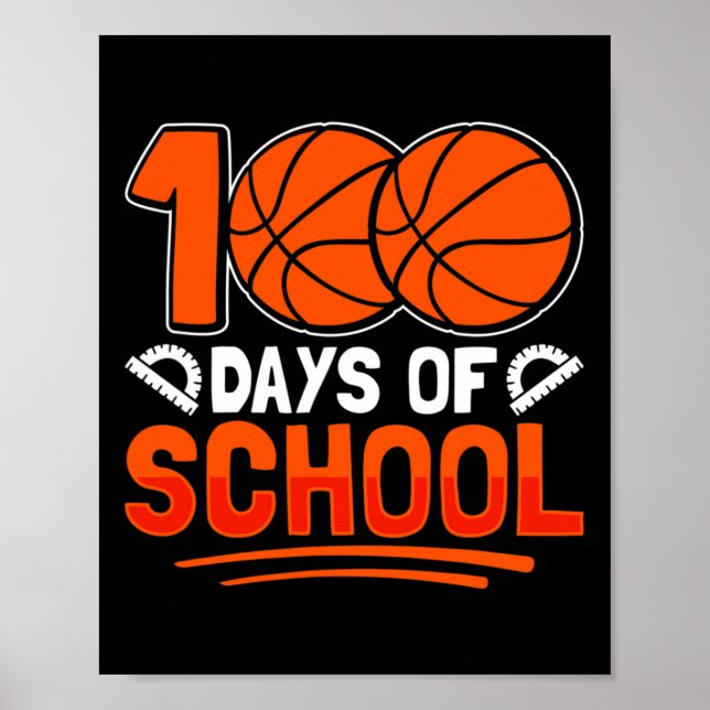 100 Days Of School Bysketbyll For Students Coach P Poster (Front)