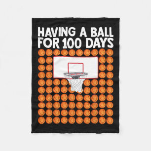 100 Days Of School Bysketll 100th Day For Boys Gir Fleece Blanket
