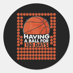 100 Days Of School Bysketll 100th Day For Boys Kid Classic Round Sticker