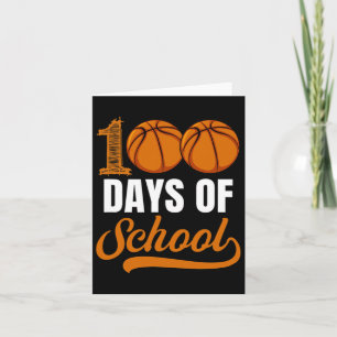 100 Days Of School Bysketll Player Boy Girl Card