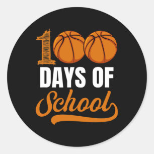 100 Days Of School Bysketll Player Boy Girl Classic Round Sticker