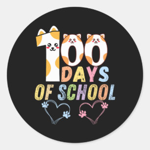 100 Days Of School Cats Hearts 100th Days Of Schoo Classic Round Sticker