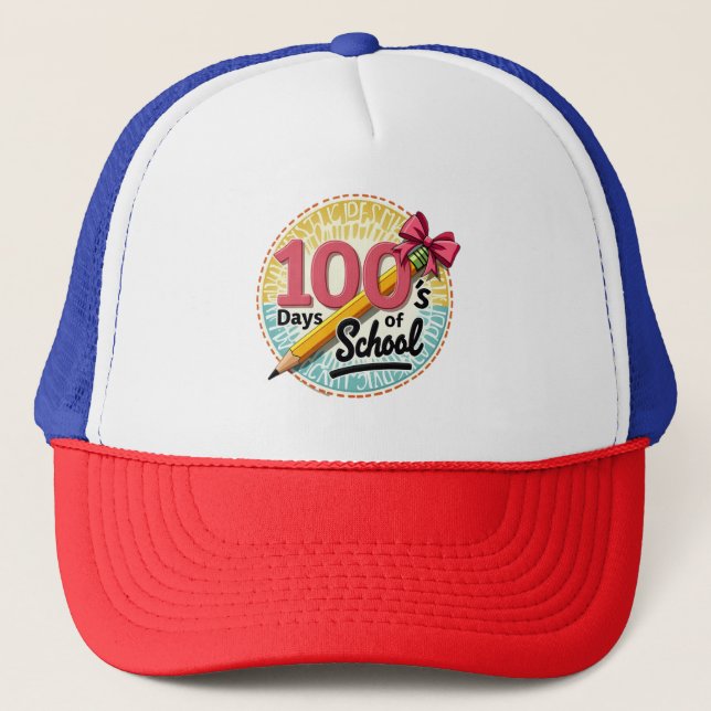 100 Days of School | Celebrate Learning & Growth Trucker Hat (Front)