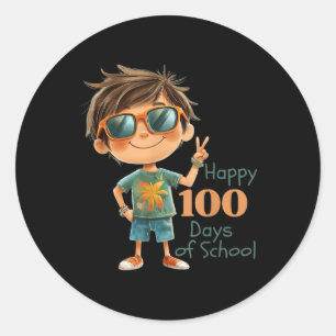 100 Days Of School Celebration Outfit Kids, Boys & Classic Round Sticker