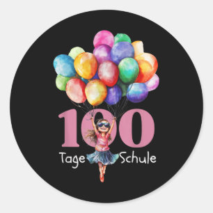 100 Days Of School Celebration Outfit Kids, Girls Classic Round Sticker
