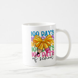 100 Days Of School Celebration Pencil Bow Teacher Coffee Mug