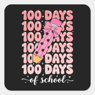 100 days of school celebration square sticker