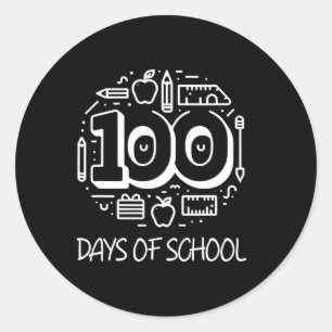 100 Days Of School Chalk Clical Teacher Kids 100th Classic Round Sticker