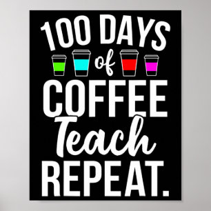 100 Days Of School Coffee Lover Teachers 100th Day Poster