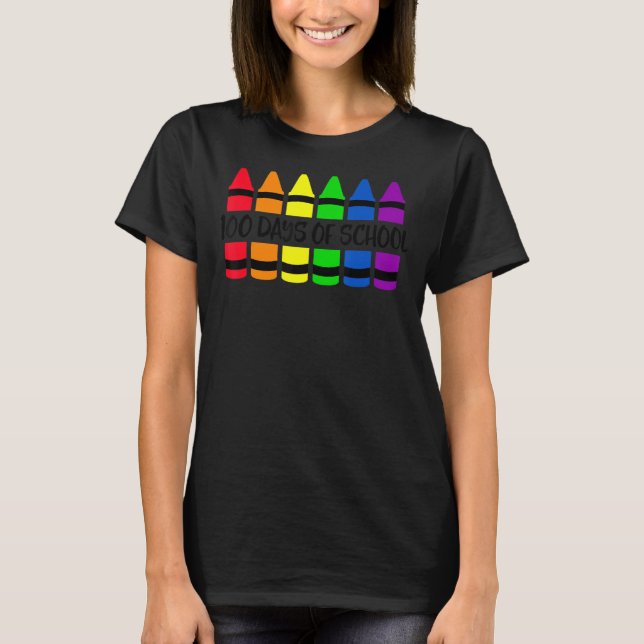 100 Days of School Colourful Pencil Boys Girl T-Shirt (Front)