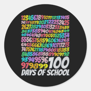 100 Days Of School Colourful Rainbow Teacher Kids Classic Round Sticker