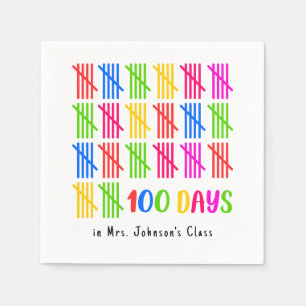 100 Days of School Colourful Tally Mark Napkin