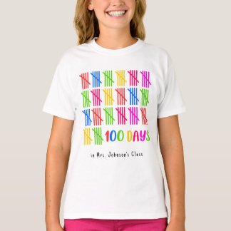 100 Days of School Colourful Tally Mark T-Shirt