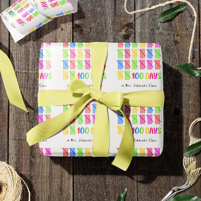 100 Days of School Colourful Tally Mark Wrapping Paper (Creator Uploaded)