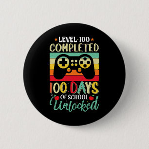 100 Days Of School Complete Gamer Boy Level Unlock 6 Cm Round Badge
