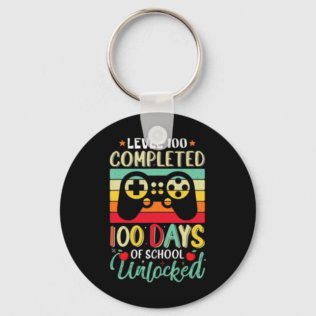 100 Days Of School Complete Gamer Boy Level Unlock Key Ring (Front)
