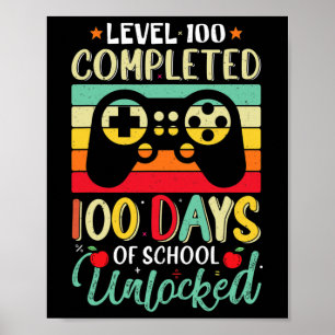 100 Days Of School Complete Gamer Boy Level Unlock Poster