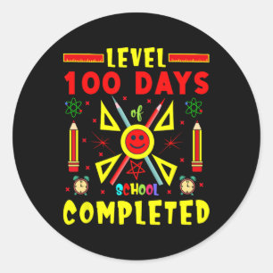 100 Days Of School Completed 100th Day Gaming Game Classic Round Sticker