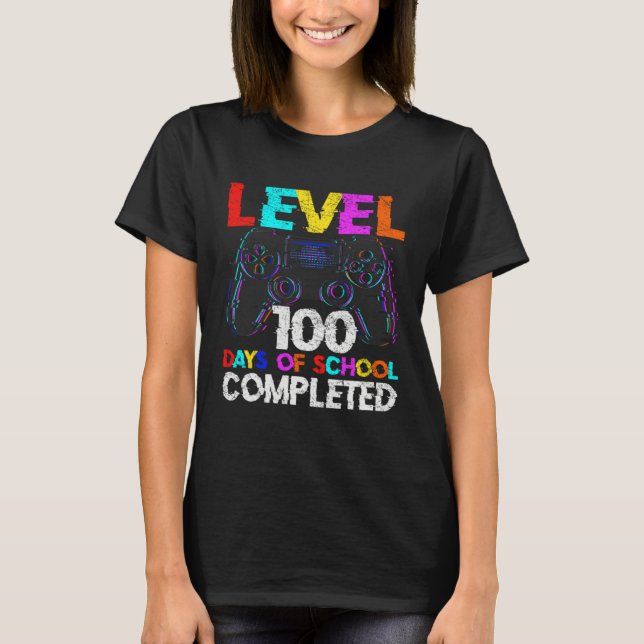 100 Days of School Completed Gamer Boy Level 100 C T-Shirt (Front)