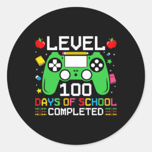 100 Days Of School Completed Gaming Toddler Boy Classic Round Sticker