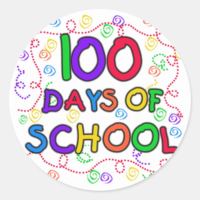 100 Days of School Confetti Classic Round Sticker (Front)
