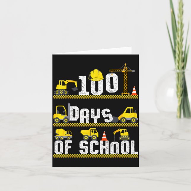 100 Days Of School Construction Truck 100th Day Bo Card (Front)