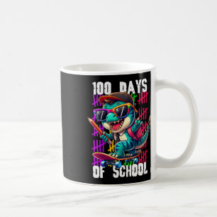 100 Days Of School Cool Dinosaur Skateboarding  Coffee Mug