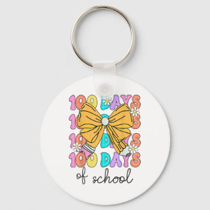 100 Days Of School Coquette Bow 100th Day School Key Ring