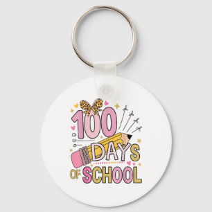 100 Days Of School Coquette Bow 100th Day School Key Ring