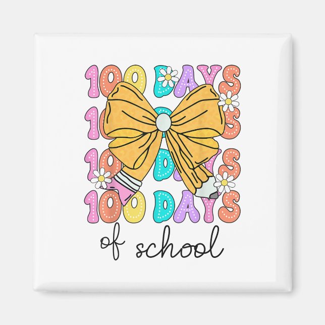 100 Days Of School Coquette Bow 100th Day School Magnet (Front)