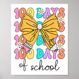 100 Days Of School Coquette Bow 100th Day School Poster